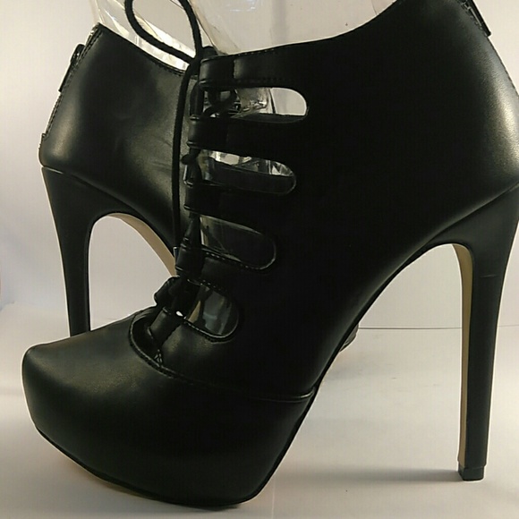 Mix No. 6 Shoes - Sexy black lace-up stiletto pumps heels shootie 7